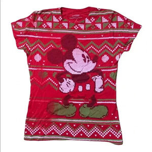 Walt Disney Mickey Red Christmas T-Shirt M